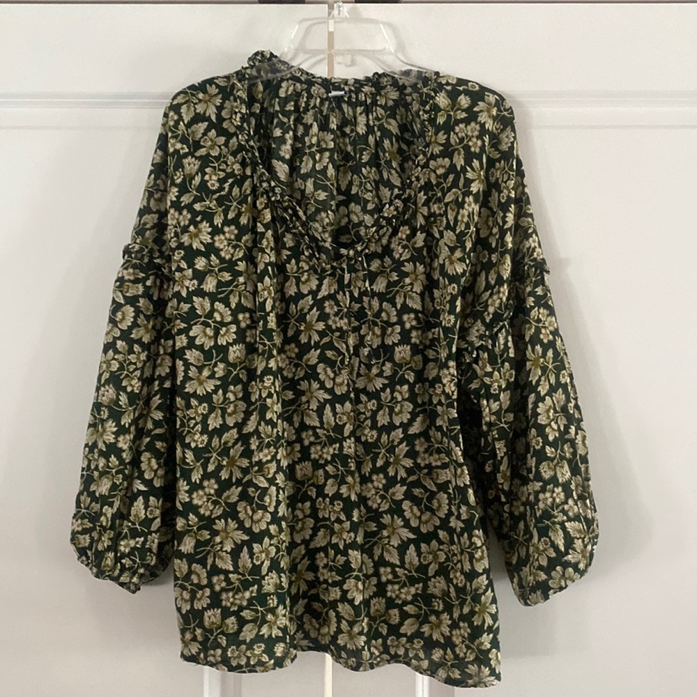 Blouse - Green Floral